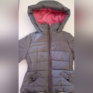 Hawke & Co 4T pink & grey ski coat with hood & cinched waist